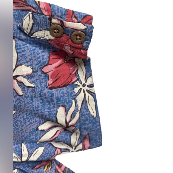 NWT Texaito Men’s Blue Floral Hawaiian Style Short Sleeve Button Up Size Large - Picture 3 of 6